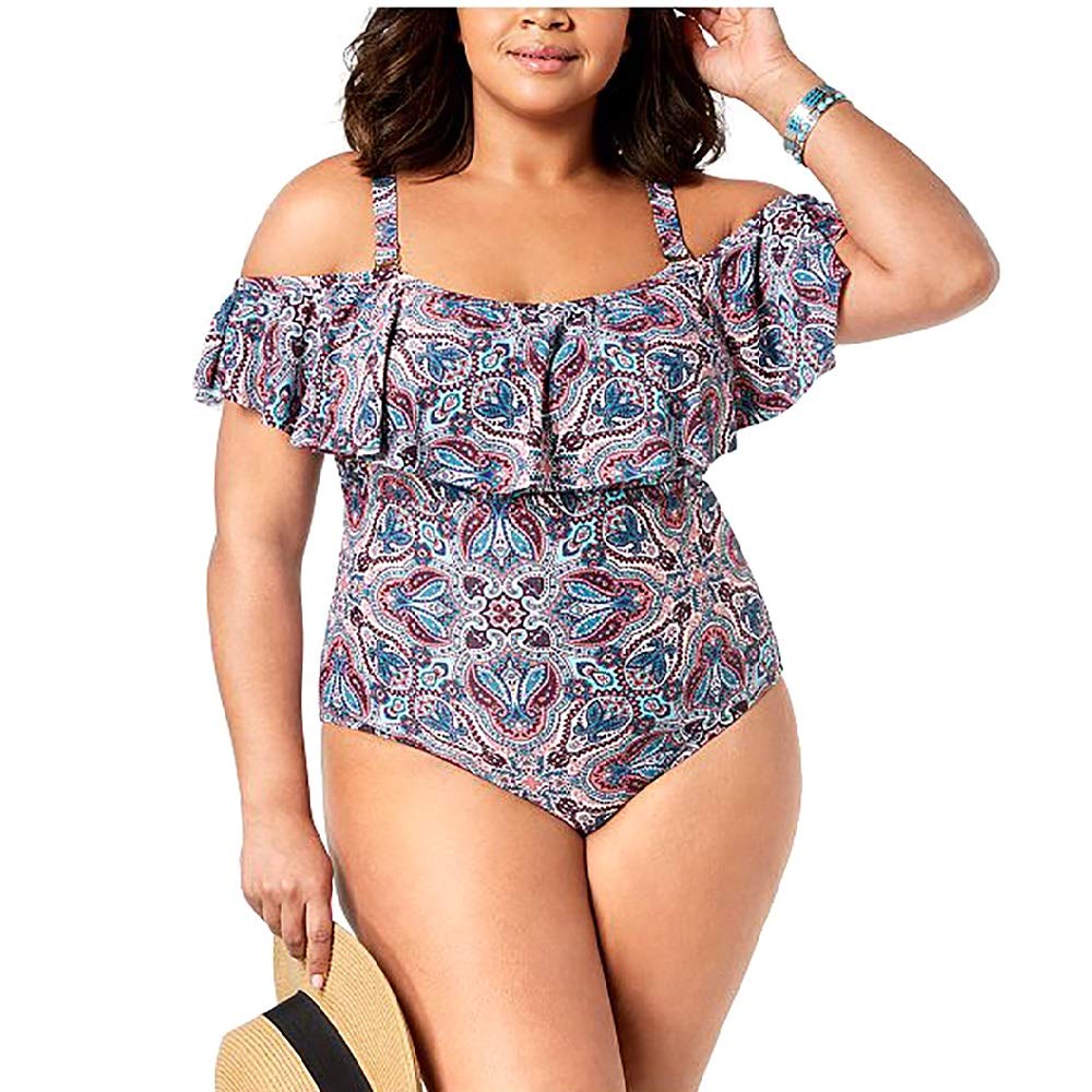 Raisins Curve Plus Size Tortuga Printed Off-The-Shoulder One-Piece Swimsuit Size 20W