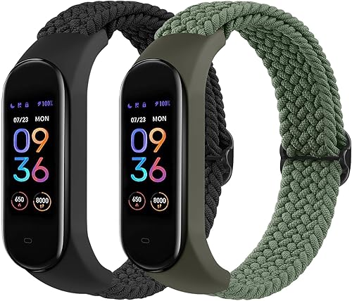 Miniatura 1 de Meliya Bandas de nailon para Amazfit Band 5 correas de repuesto para mujeres y hombres, paquete de 2 correas deportivas de nailon suave compatibles