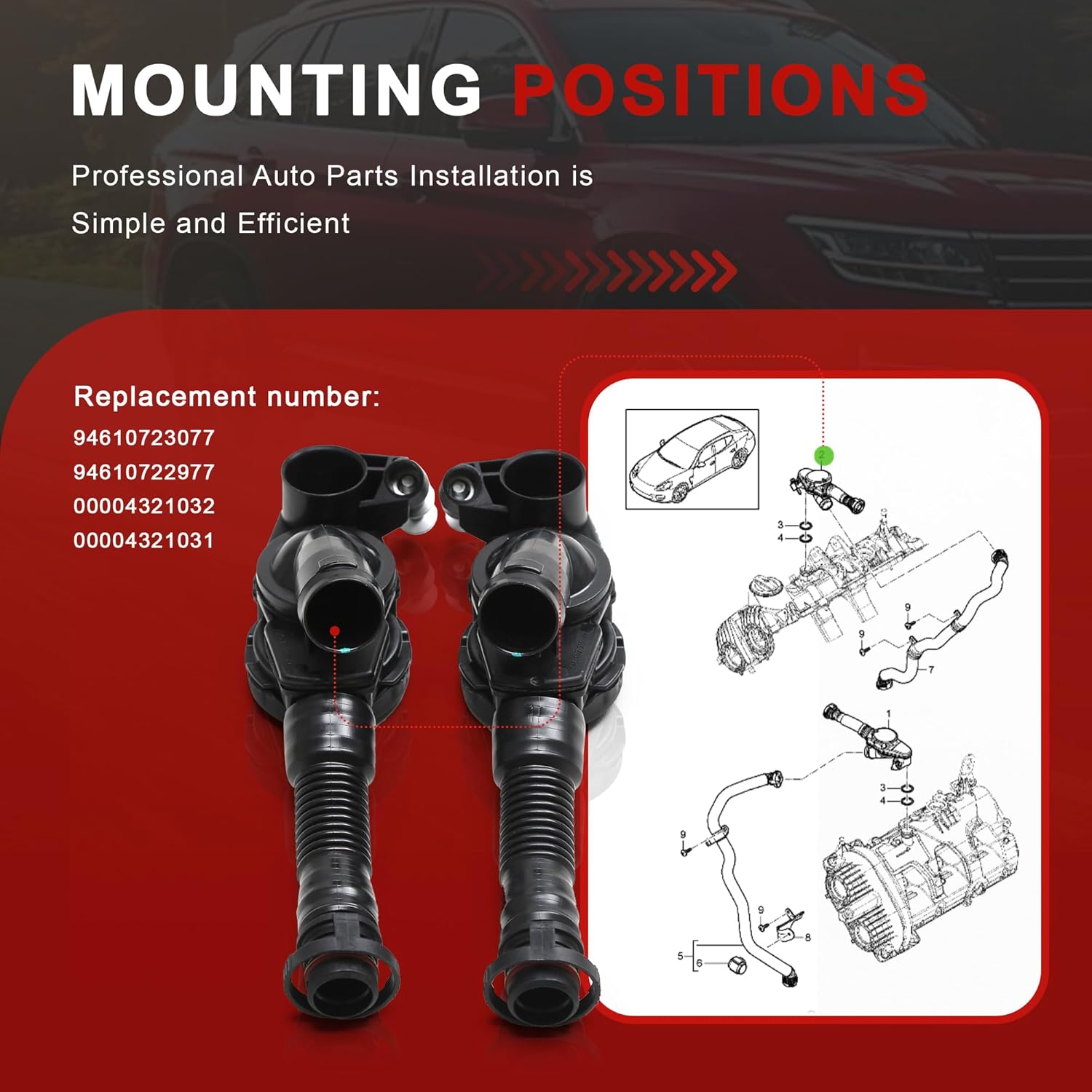 94610723077 94610722977 Left & Right Engine Crankcase Vent Valve Compatible with Porsche Cayenne Macan Panamera