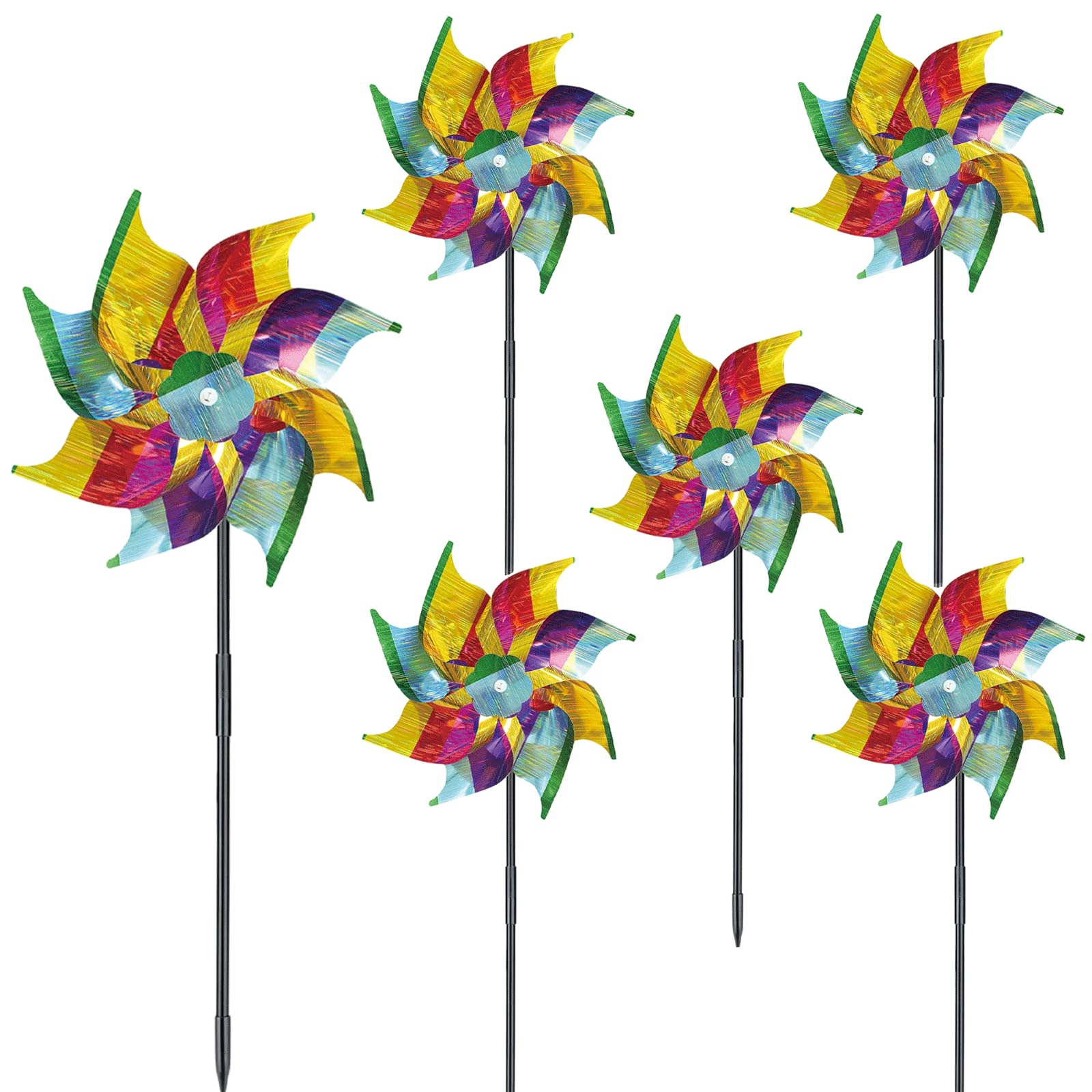 Catelves Molinillo de viento, 6 molinillos de viento, balcón, molinillo de viento, jardín, balcón, antipalomas, balcón, decoración de jardín para proteger jardín, huerto, patio (diámetro 18 cm)