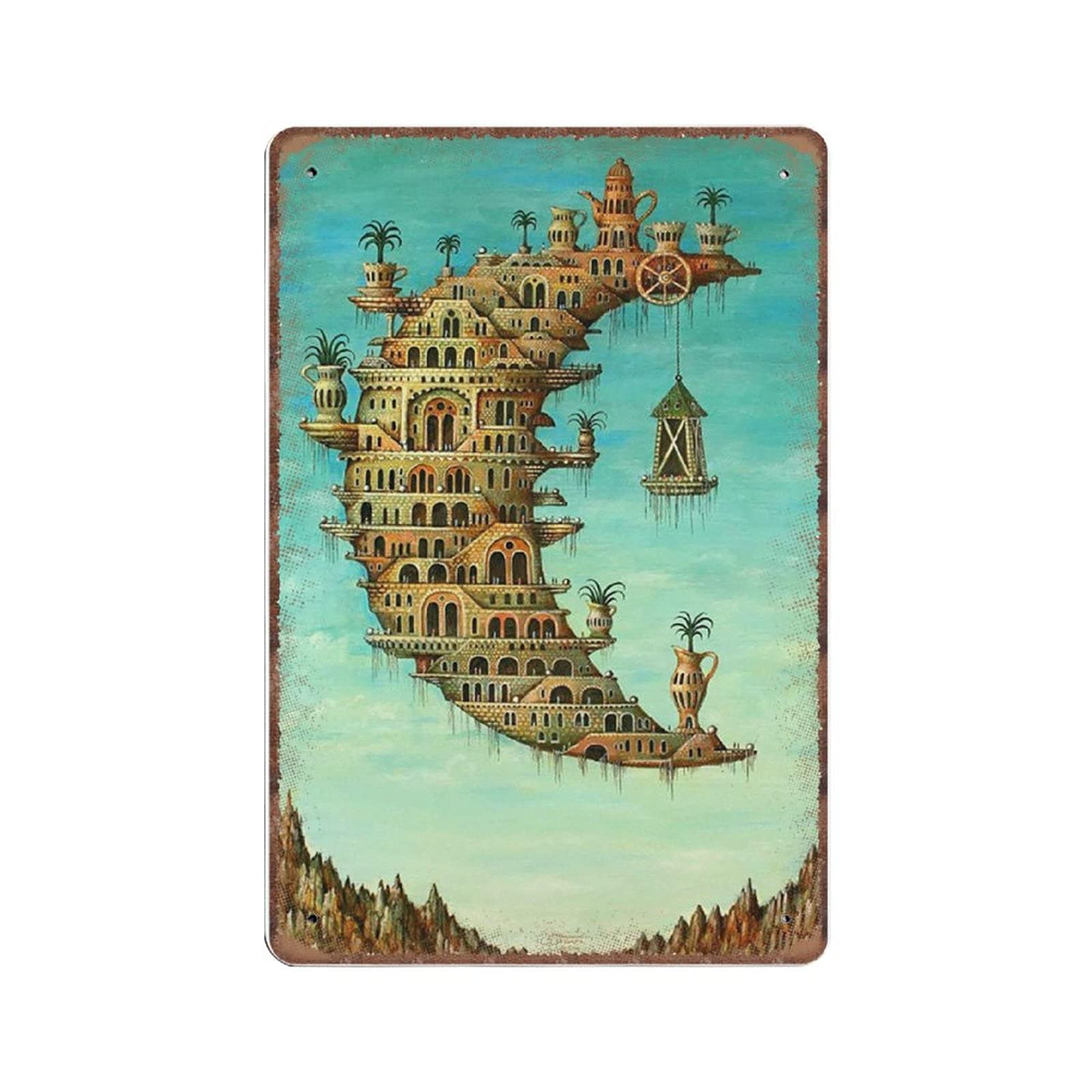 Daiercy Material_tin 6 Salvador Dali Living On The Moon Tin Signs Funny Vintage Metal Sign Plaqu Poster Wall Art Pub Bar Kitchen Garden Bathroom Home Decor, 140 X 200 Mm