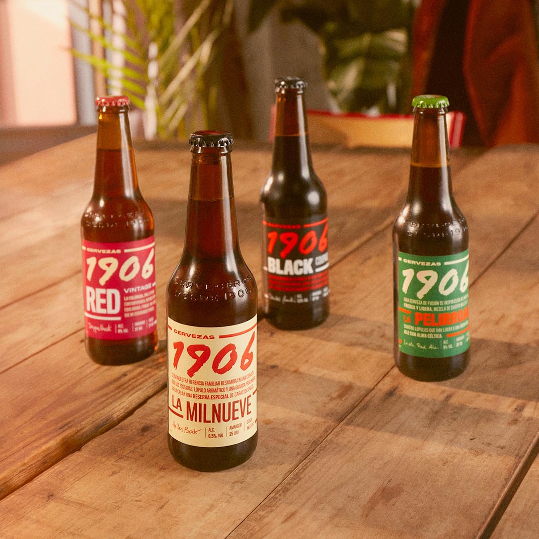 1906 Familia Cervezas - Pack Combinado de 24 Botellas x 33 cl, 2 Pack de 1906 Reserva Especial, 1 Pack de 1906 Red Vintage, 1 Pack de 1906 Galician Irish Red