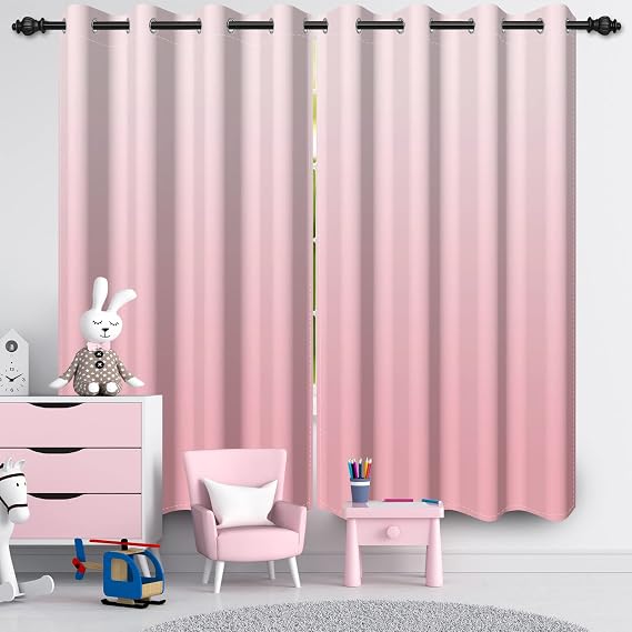 Blackout Curtains Thermal Insulated Window Treatment Panels Room Darkening Blackout Drapes for Living Room Bedroom Draperies (Pink, 84 L x 42 W)