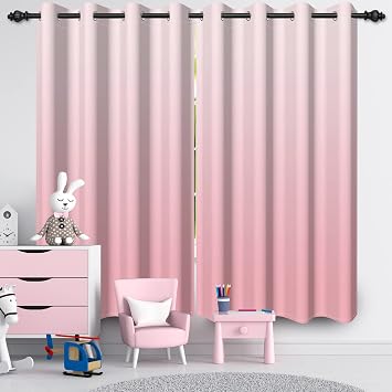 Blackout Curtains Thermal Insulated Window Treatment Panels Room Darkening Blackout Drapes for Living Room Bedroom Draperies (Pink, 84 L x 42 W)