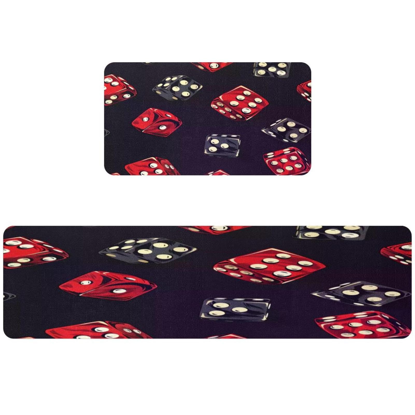 Tapete de cocina antideslizante VAPOKF lavable y absorbente con diseño de dados