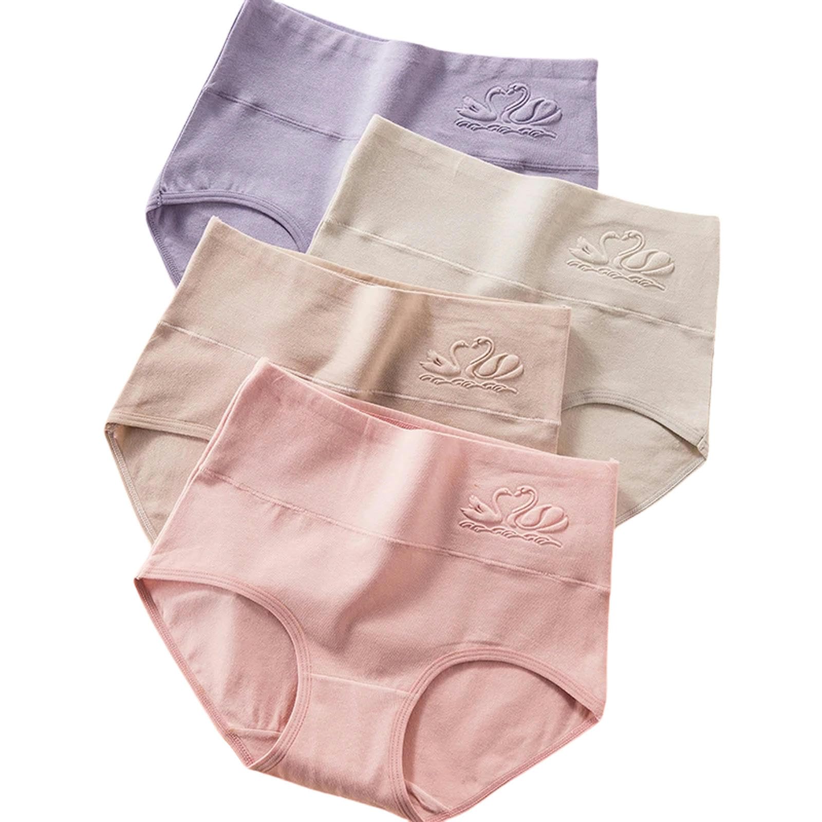 Bielizna damska 4 szt. Majtki damskie Bielizna z wysokim stanem Bielizna Plus Size Bielizna damska Oddychające bawełniane majtki Grils Majtki-styl-1658-4xl (80-95kg)