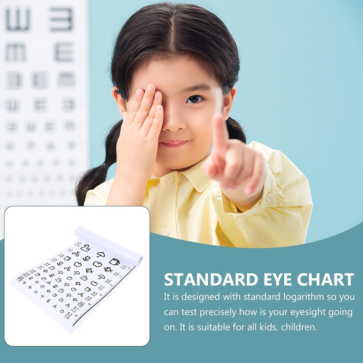 Boy Girl Eye Chart Visual Testing Chart for Home School Test with Red and Measures Visual Acuity