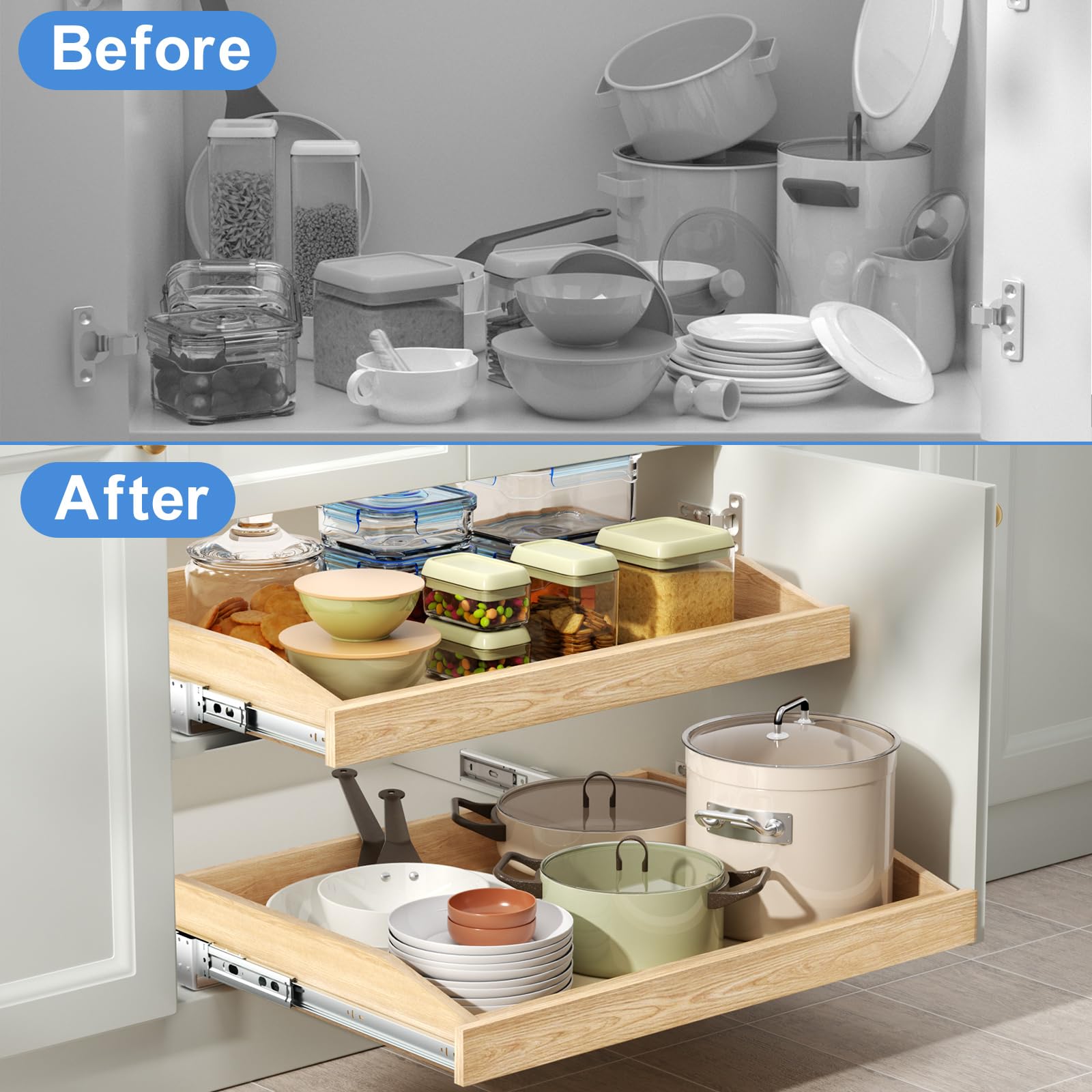 ROOMTEC Organizer Estraibile Per Armadio 35x45 Cm | Ripiano Scorrevole A Scomparsa Per Cucina E Dispensa - 4