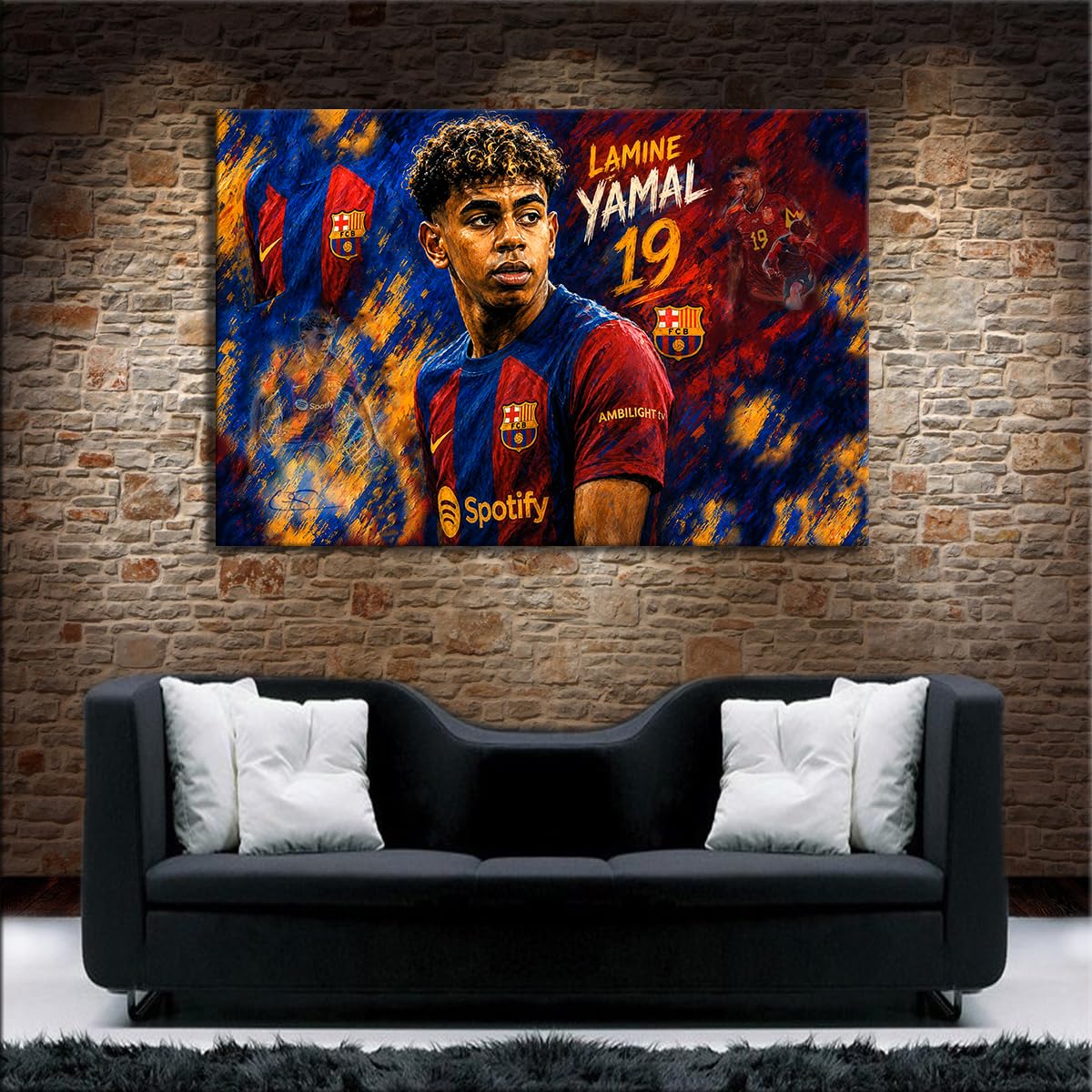 Leinwand Bild Lamine Yamal Fußball Spieler Sport Kunstdruck(120x80cm)