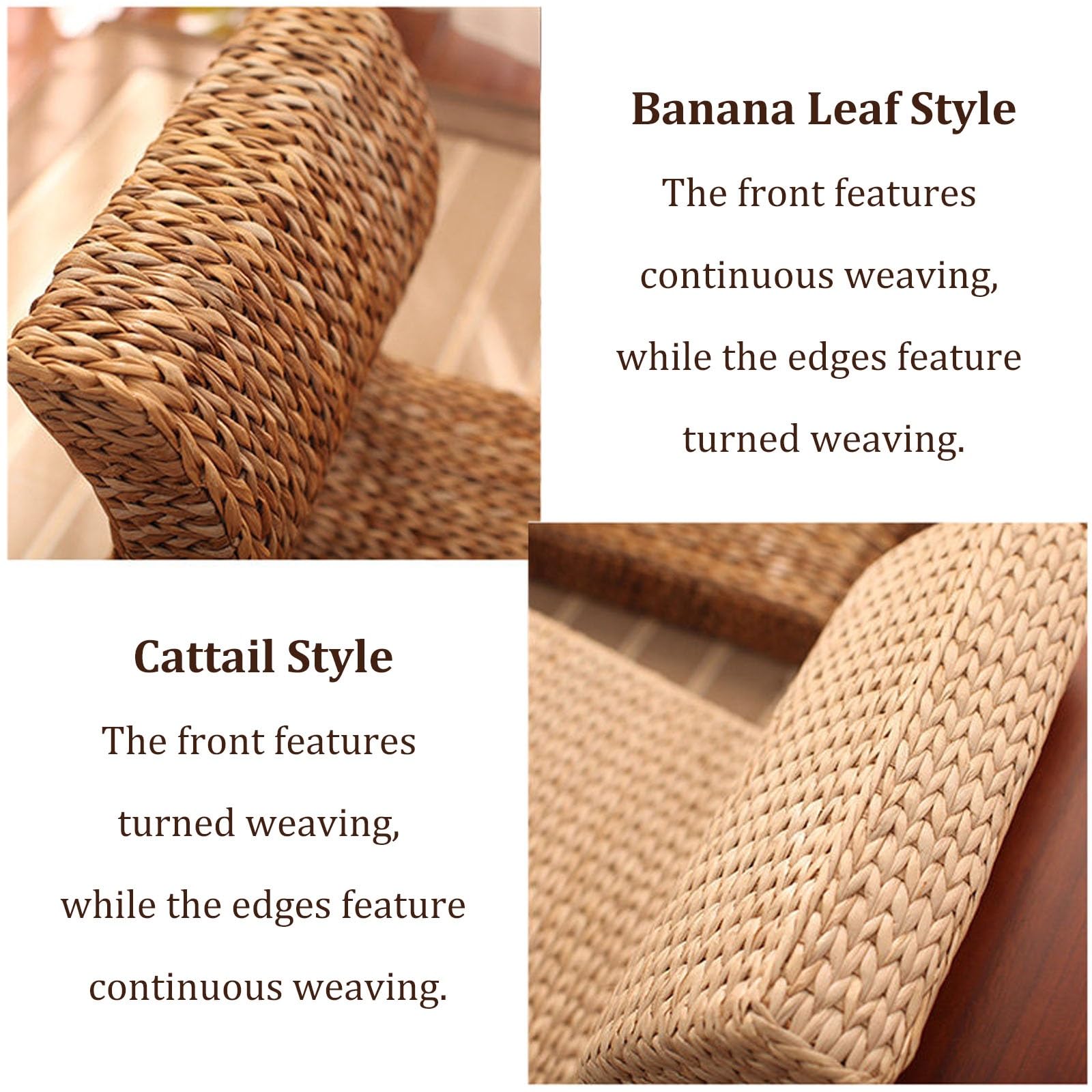 Sedia Senza Gambe da Pavimento Giapponese, Sedia Tradizionale Tatami con Supporto for La Schiena, Cuscino for Finestra a Bovindo for Divano Pigro in Vimini(Banana Leaves)