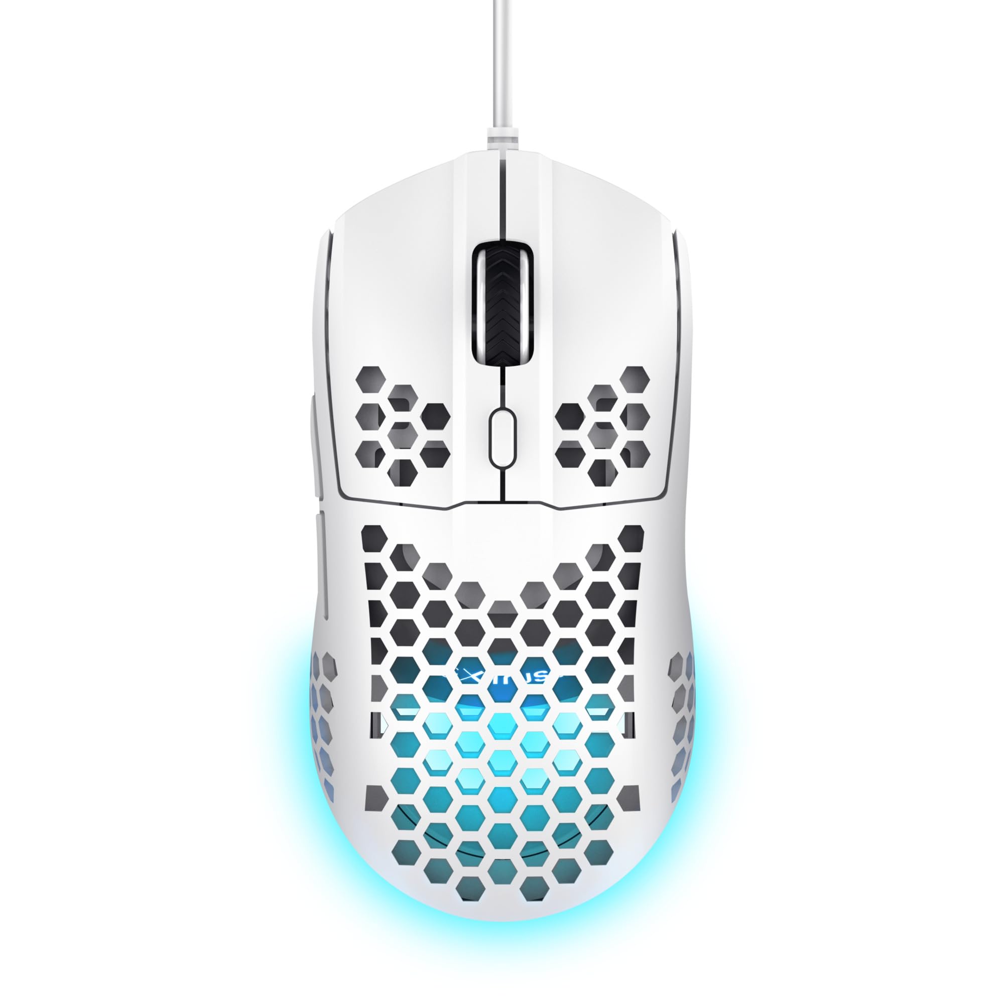 Trust Gaming GXT 928W Helox Mouse Gaming Superleggero 65g con Filo, Regolazione DPI 200-6400 Sensore Ottico, 6 Pulsanti Programmabili, Illuminazione RGB, Mouse da Gaming per PC Desktop Laptop, Bianco