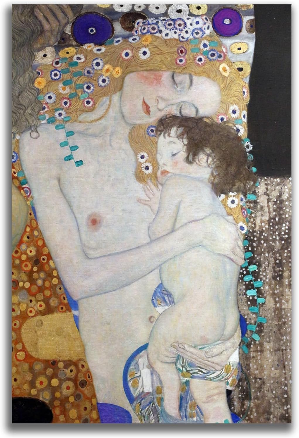 Waeta Rnvzx Gustav Klimt Print Retro Mother and Child Poster Canvas Wall Art 40x60cm No Frame