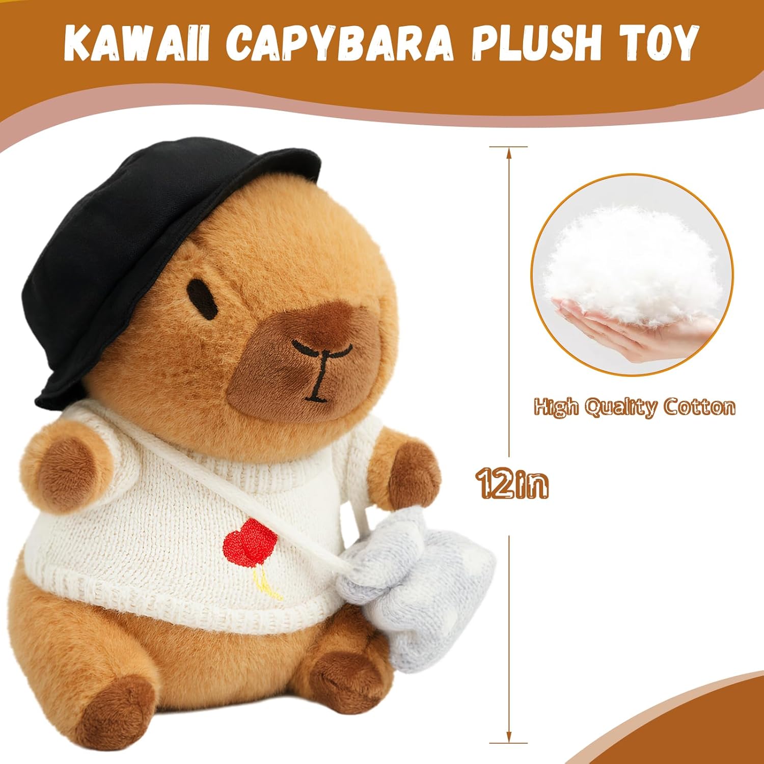 10 Pcs Capybara Plush Toy Set Cute Capybara Stuffed Animal with 9 Clothes and Accessories Dress Up Soft Plush Doll Ideal Gift for Kids Birthday Children's Day Graduation