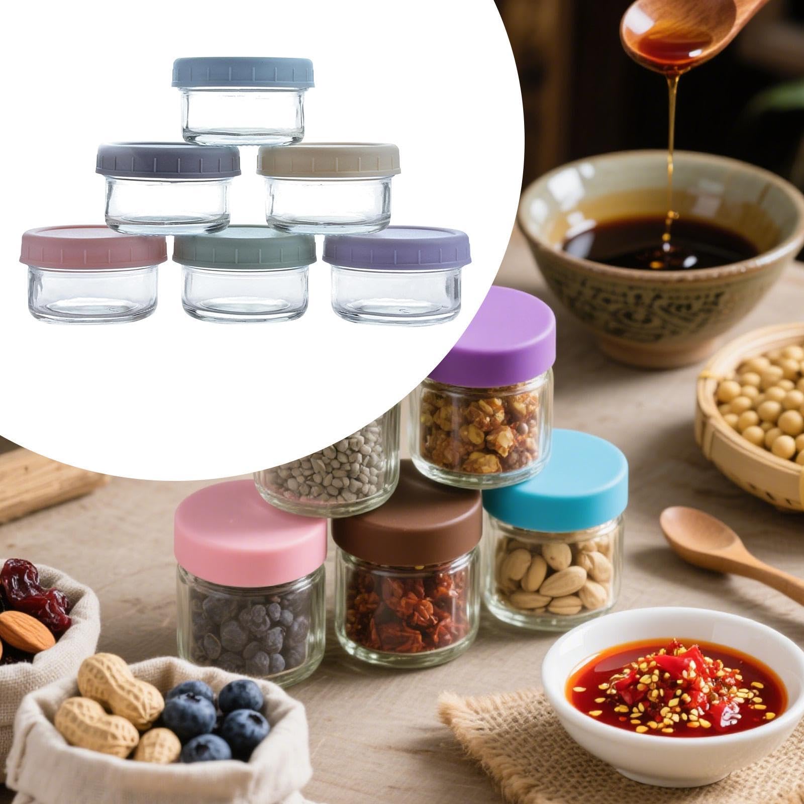Lot de 6 Bocaux Ronds En Verre Transparent, Rechargeables, Peu Encombrants, avec Couvercles