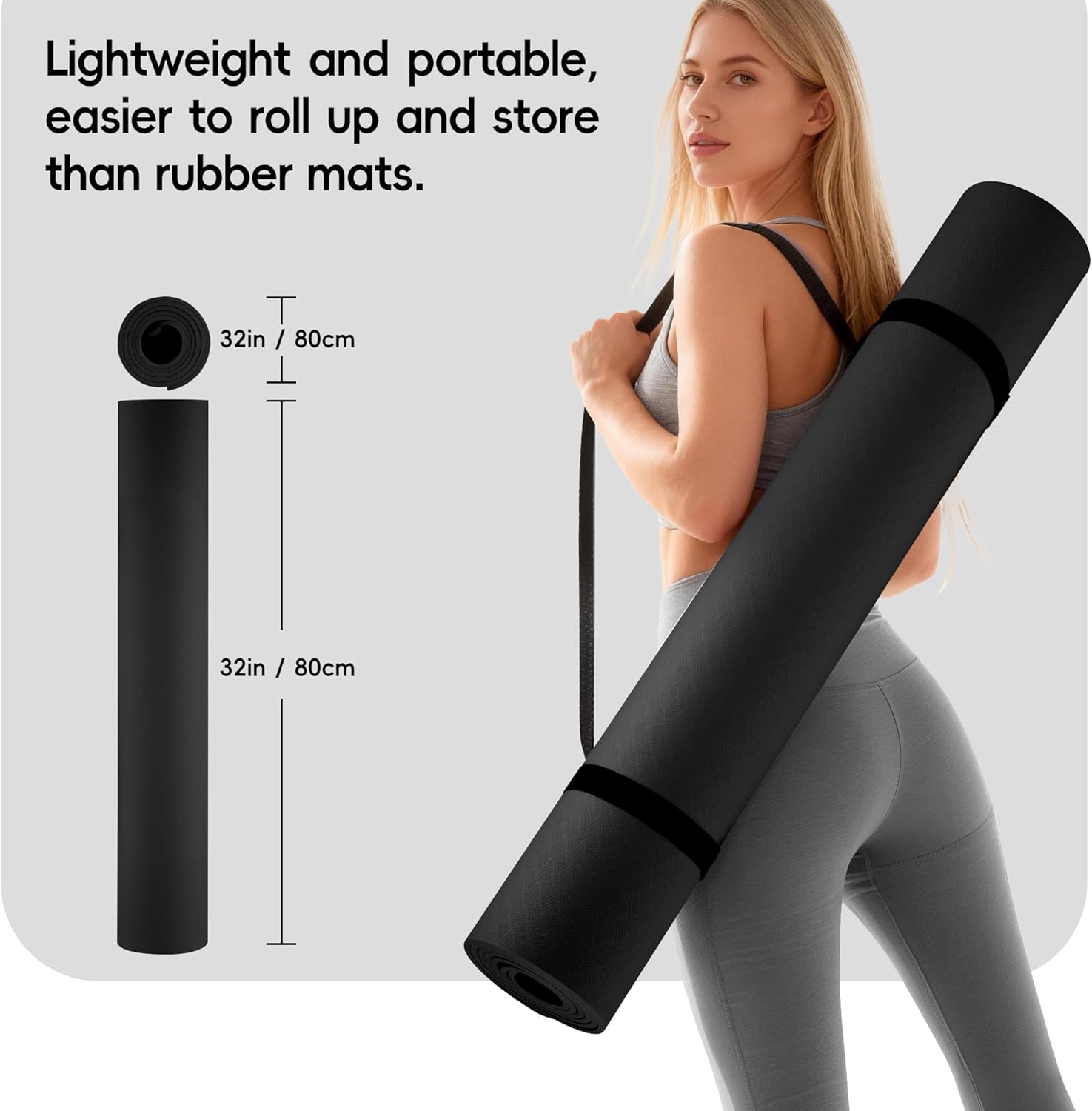 Extra Wide Yoga Mat 72"x 32" - Non Slip TPE Exercise Mat for Home Workout, 6mm High-Density Large Yoga Mat for Men & Women, Eco Friendly Pilates & Fitness Floor Mat with Carry Strap & Bag