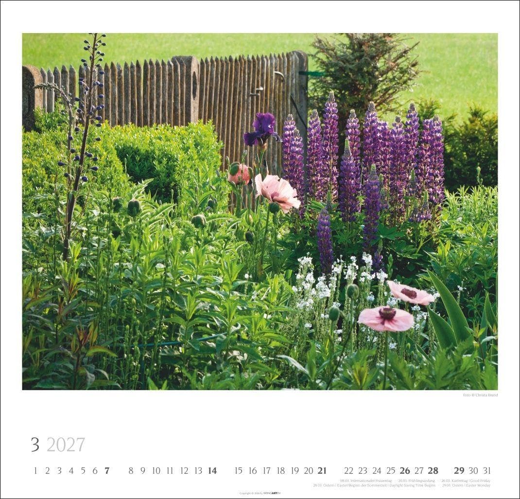 Bauerngärten Kalender 2027: Wandkalender mit 12 Fotos bäuerlicher Gärten. Farbenprächtiger Natur-Kalender für die Wand im Format 48 x 46 cm. Jahres-Fotokalender mit Spiralbindung