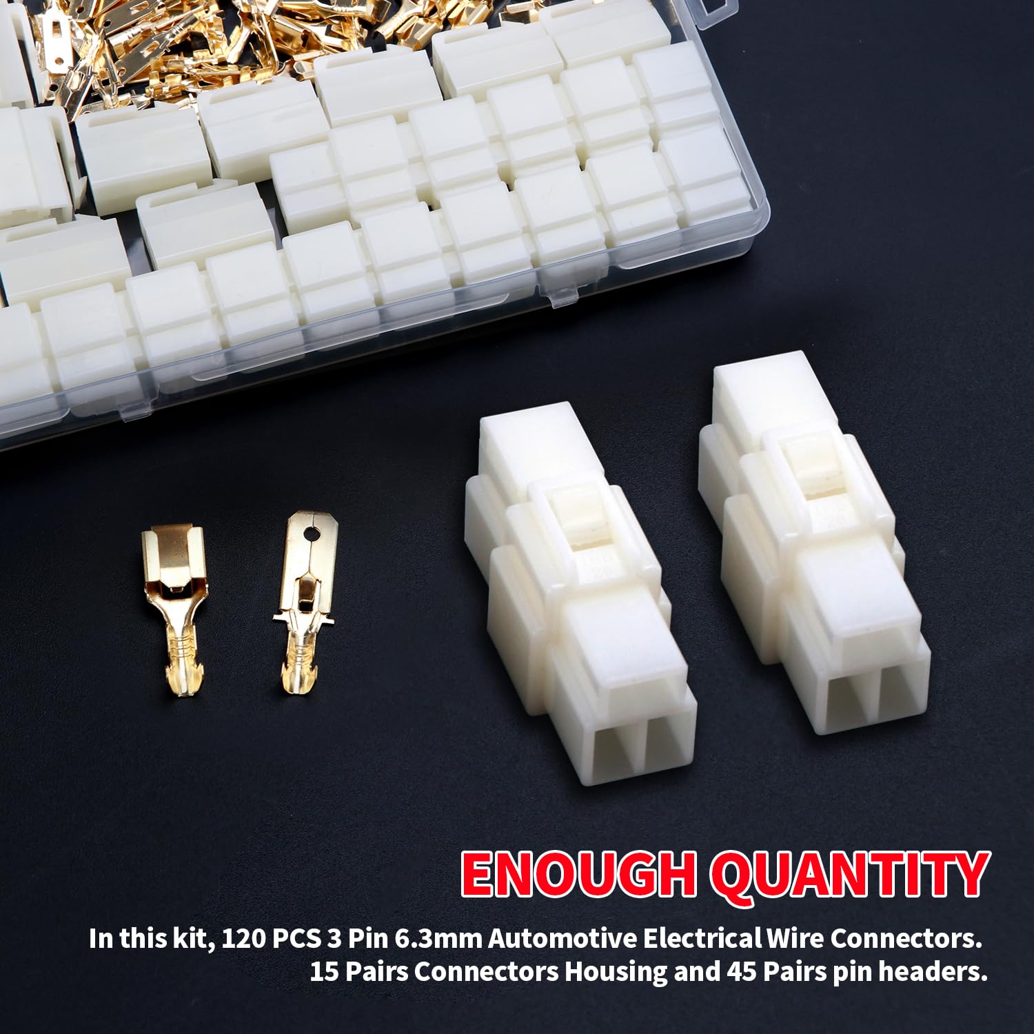 Kit Connettori Elettrici 2.8mm Per Auto E Moto - 120 Pezzi Con Terminali A Crimpare E Housing 3 Pin | Cablaggi Fai Da Te