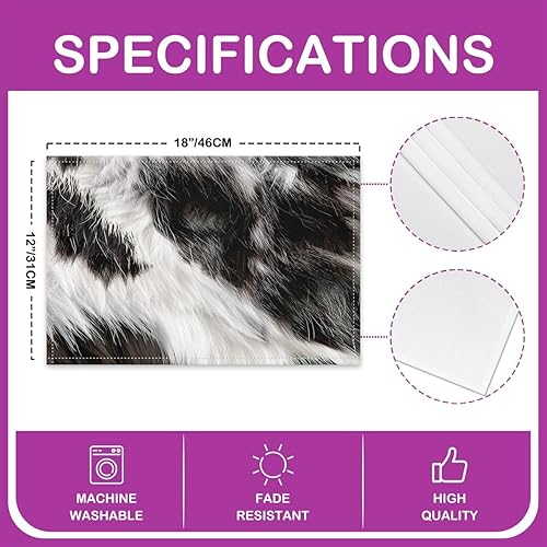 Miniatura 4 de Manteles individuales cuadrados de piel de vaca de 18 x 12 pulgadas, manteles individuales de piel de vaca, decoración del hogar, granja, piel de