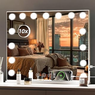 مراة مكياج هوليوود فانيتي باضاءة LED 58×46 مع 15 مصباح قابل