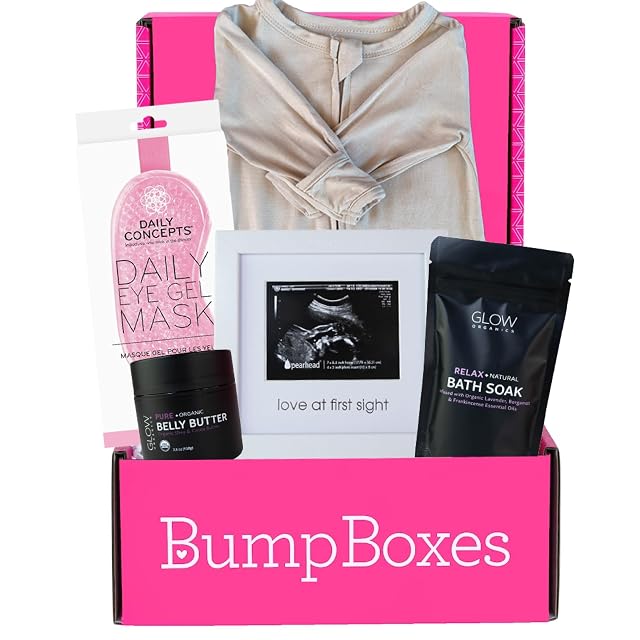Bump Boxes 2nd Trimester Gift Set Complete Pregnancy Care Package with Belly Butter Bath Soak Baby Footed Sleeper