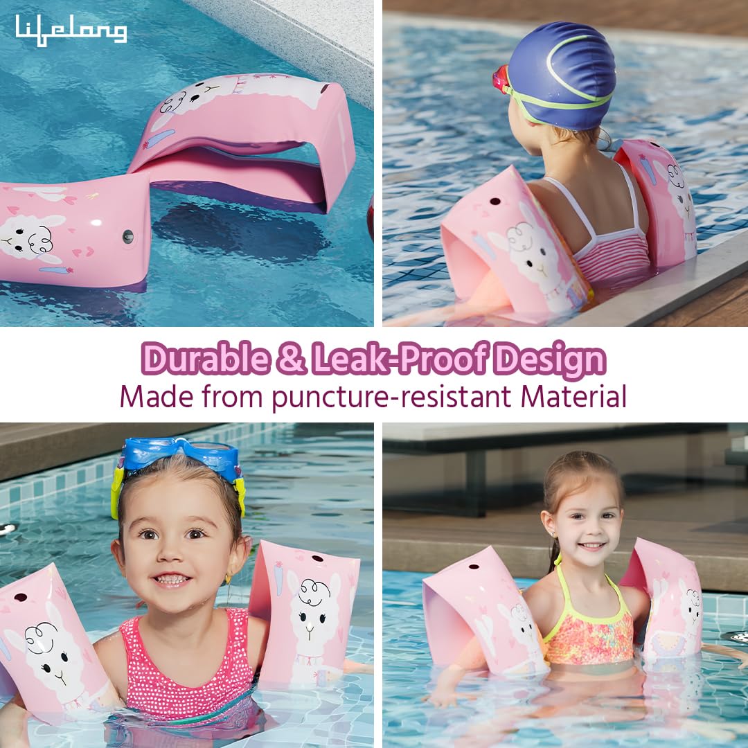 Lifelong Swimming Arm Band Float/Swim Armband/Arm Sleeves Band for Swimming Pool/Floater/Floaties for Kids Boys and Girls (Pink) 2