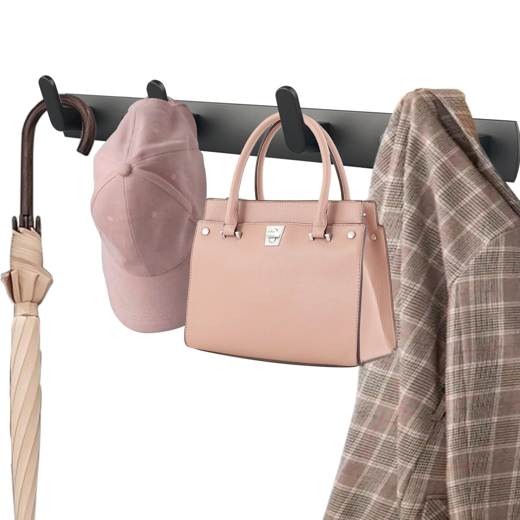 MUTUACTOR Magnetic Hooks,Magnetic Mounting Heavy Duty Magnet Coat Hooks for Hanging,Anti-Slip Strong Magnetic Coat Rack Magnet Hanger for Jackets Keys Hats Fridge Metal Surface(13inches,Black)