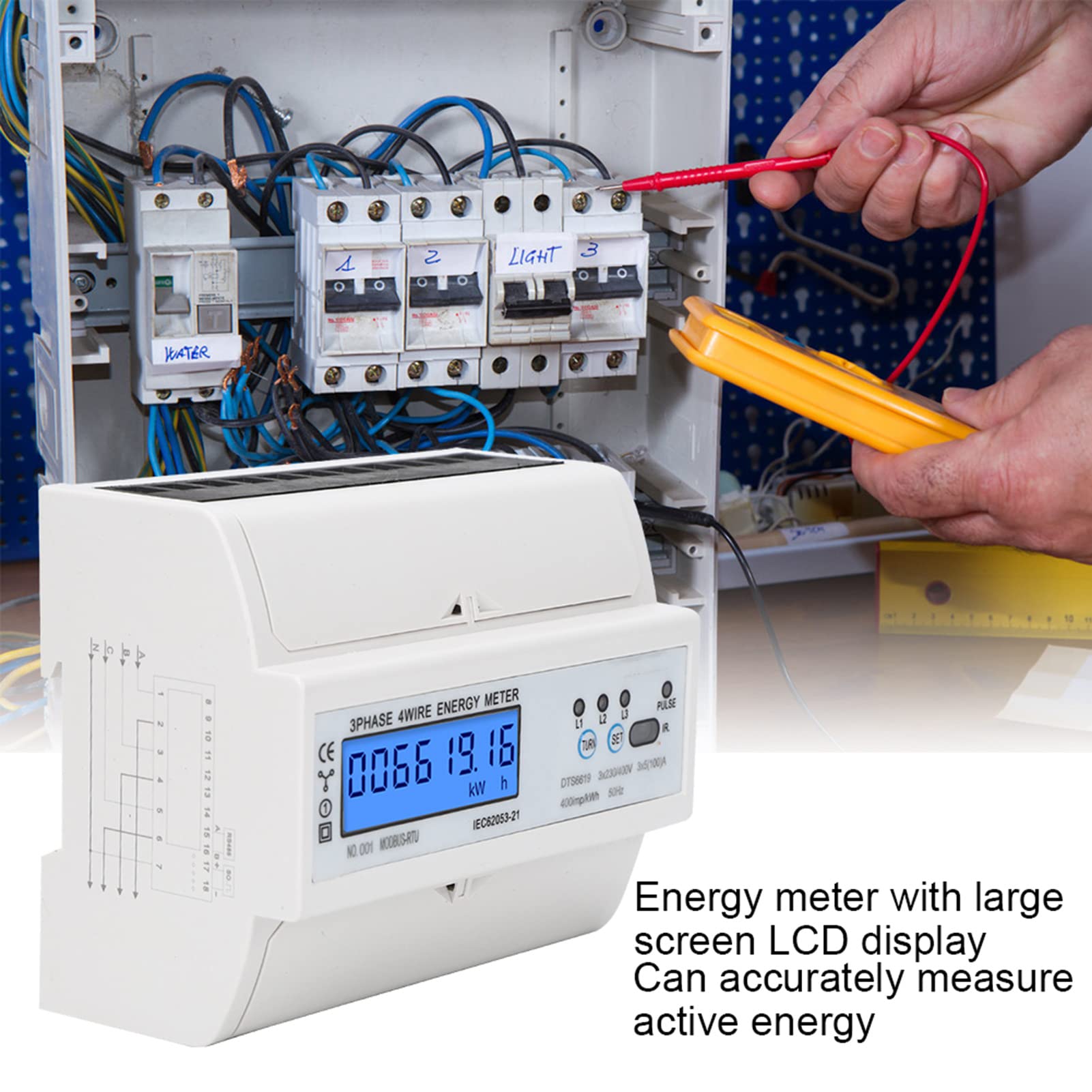 DTS6619-016 3-Phasen-Energiezähler 380 V 7P LCD-Digitalanzeige
