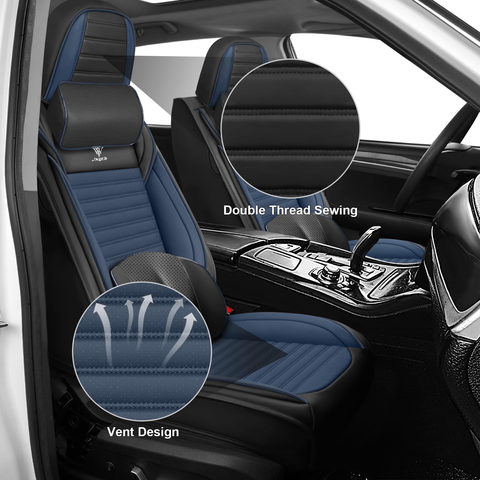 Seat Covers Full Set Fit for Nissan Titan 2004-2025 Breathable and Comfortable Leather Car Seat Cover Deluxe Waterproof — view 2