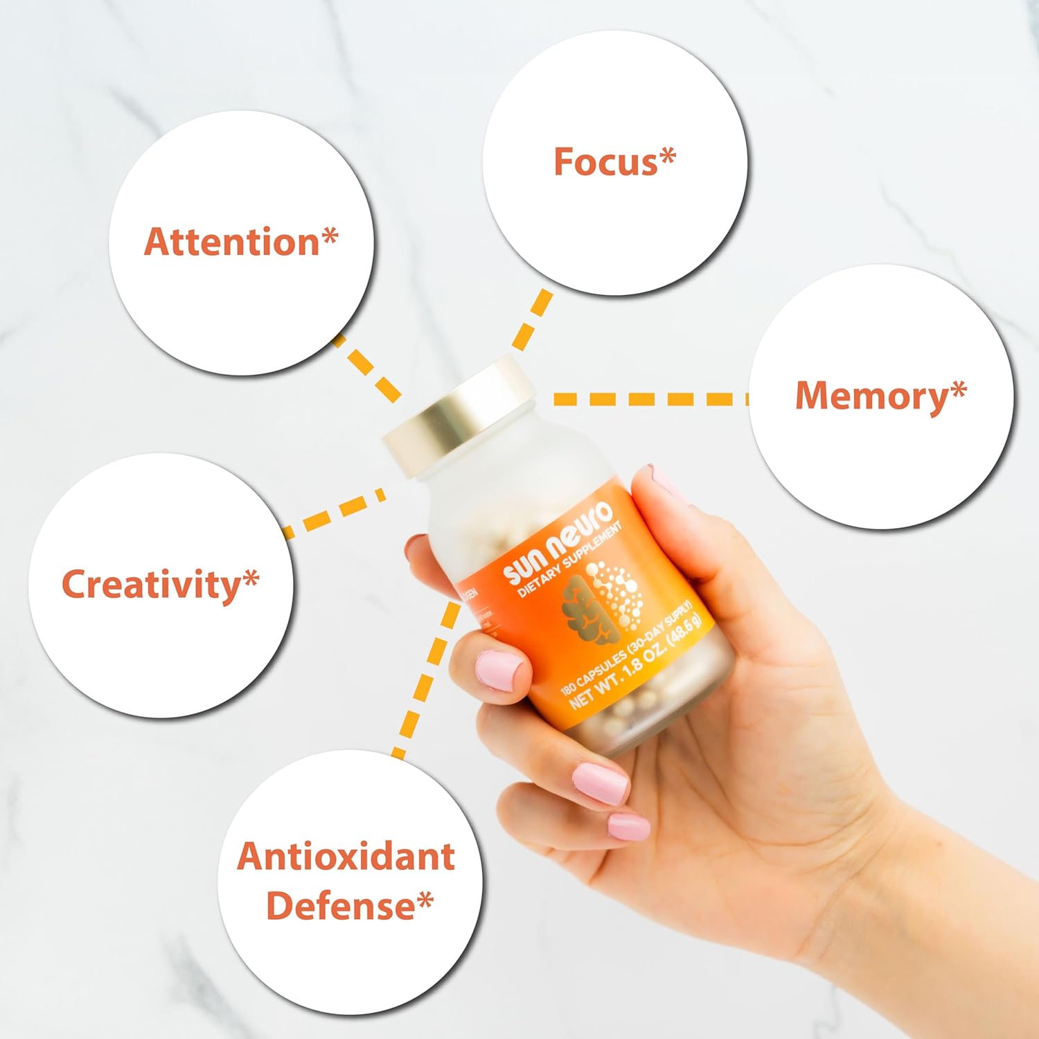 Sun Chlorella Sun Neuro Nootropic Brain Supplement - Daily Memory Concentration & Focus Supplement for Women & Men - Natural Plasmalogen Boost from Sea Pineapples - 180 Capsules