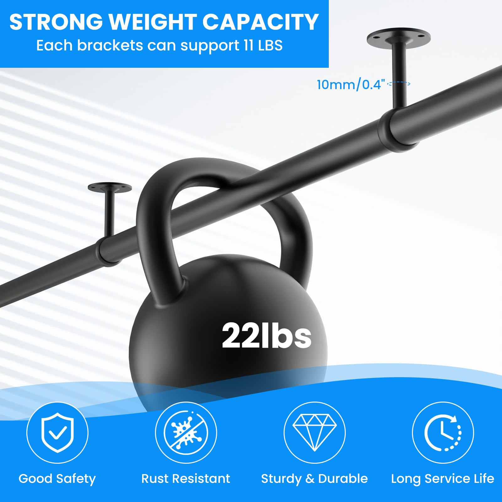 Stainless Steel Curtain Rod Brackets - Ceiling Mount -6