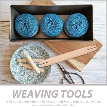 IMIKEYA 4PCS Wooden Weaving Shuttle : Hand Loom for Scarf Stick & Tapestry Needle - Premium Beech Wood DIY Craft Tools - Crochet Tool Present for Adults