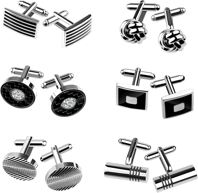 TUPARKA Cufflinks for Men, Fashionable Retro Striped Cuff Links Classic Tie Clips for Suit Shirt Wedding Business Graduation Gift