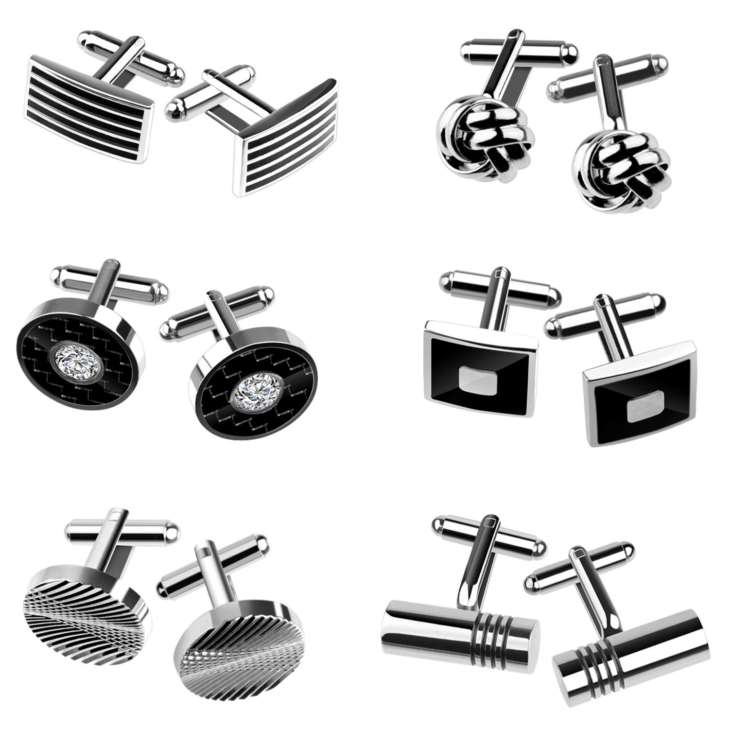 TUPARKA Cufflinks For Men, Fashionable Retro Striped Cuff Links Classic Tie Clip For Suit Wedding Shirt Graduation Gift Business Style 1