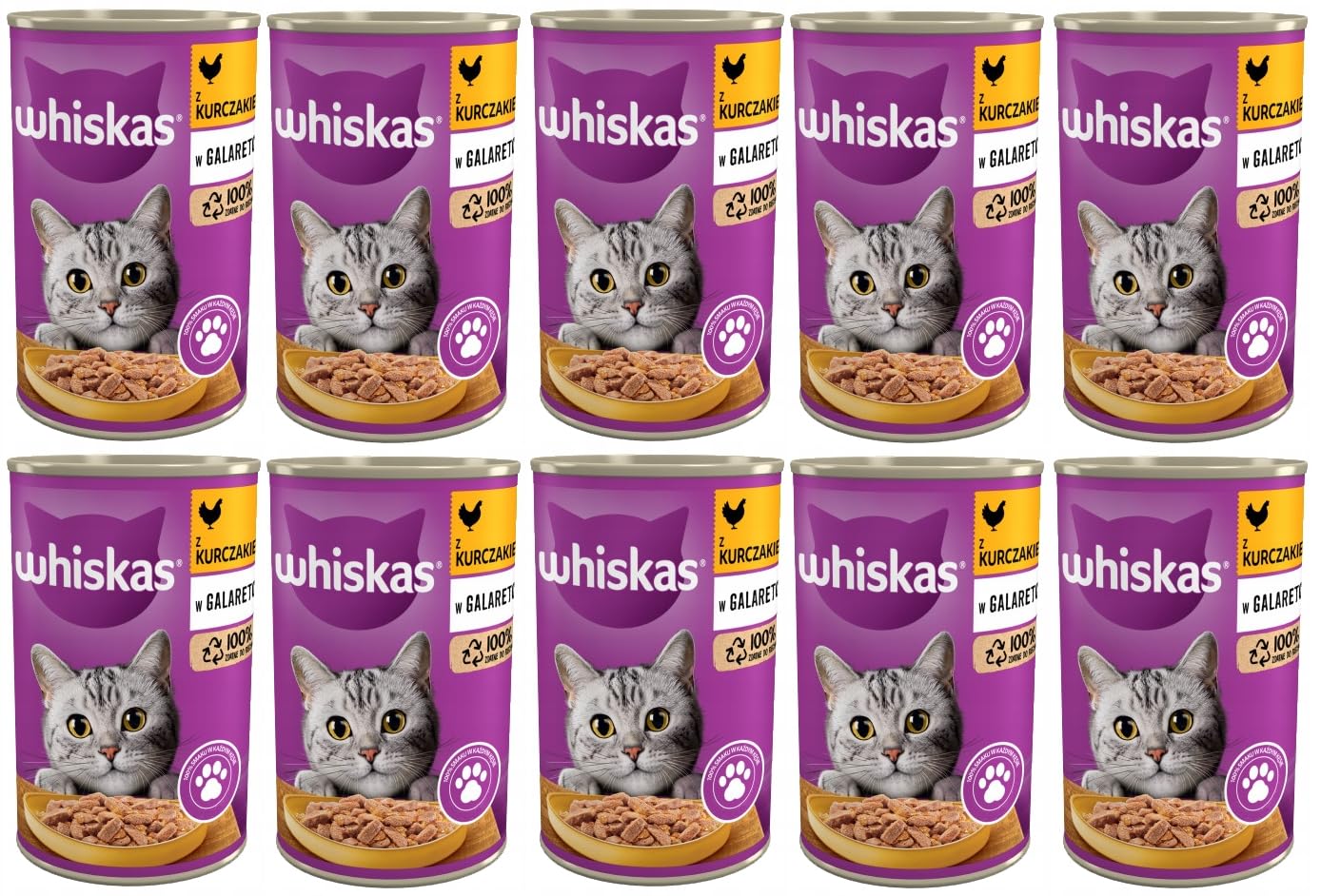 Whiskas Adult 1+ Wet Cat Food with Chicken in Sauce, 10 Cans (10 x 400g)