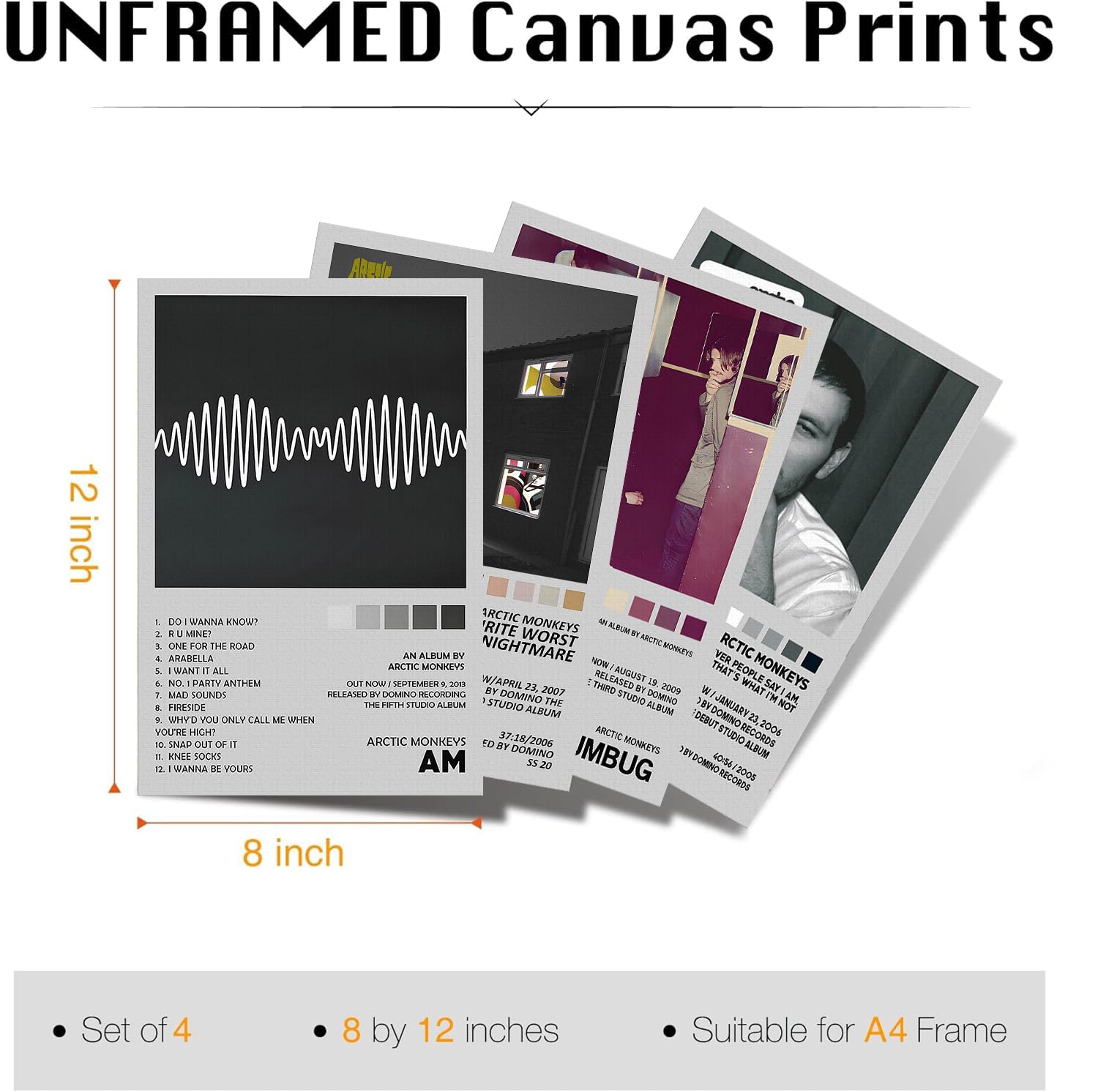 omle Arctic Monkeys Posters Music Album Cover Posters Print Set of 4 Room Aesthetic Canvas Wall Art for Girl and Boy Teens Dorm Decor 8x12 inch Unframed — view 7
