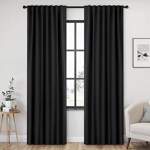 Miniatura 32 de ANRODUO - Cortinas opacas del 99% para dormitorio y sala de estar, con aislamiento térmico, trabillas traseras, bolsillo para cortinero, plisadas