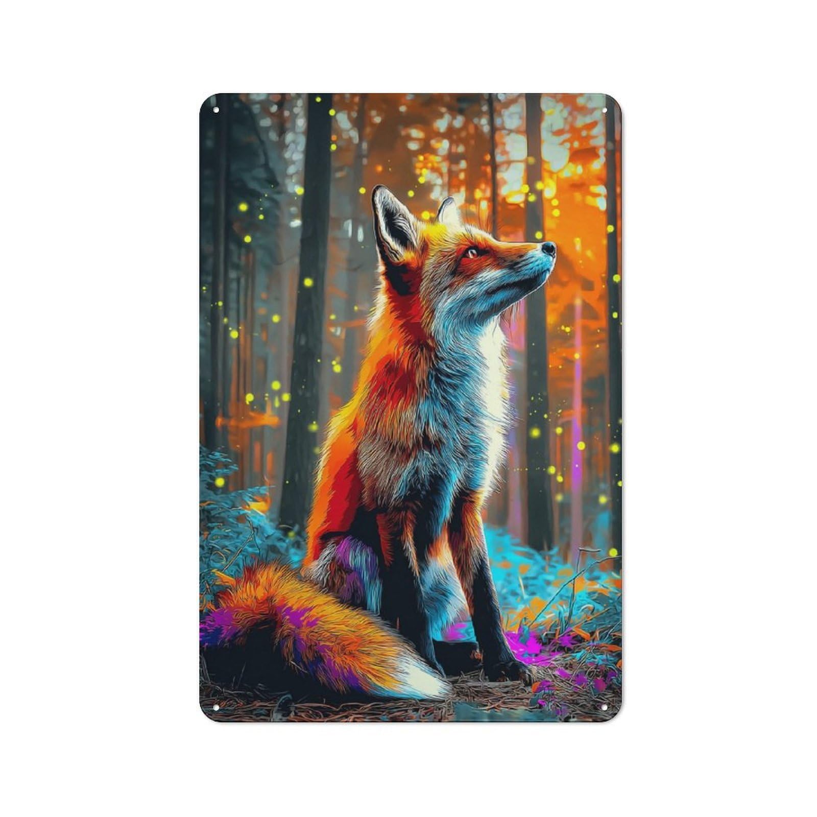 Office Metal Sign with Magical Forest Fox -3 Design 30x20cm, Classic Study Room Decor for Office, Study, Studio Or Hallway