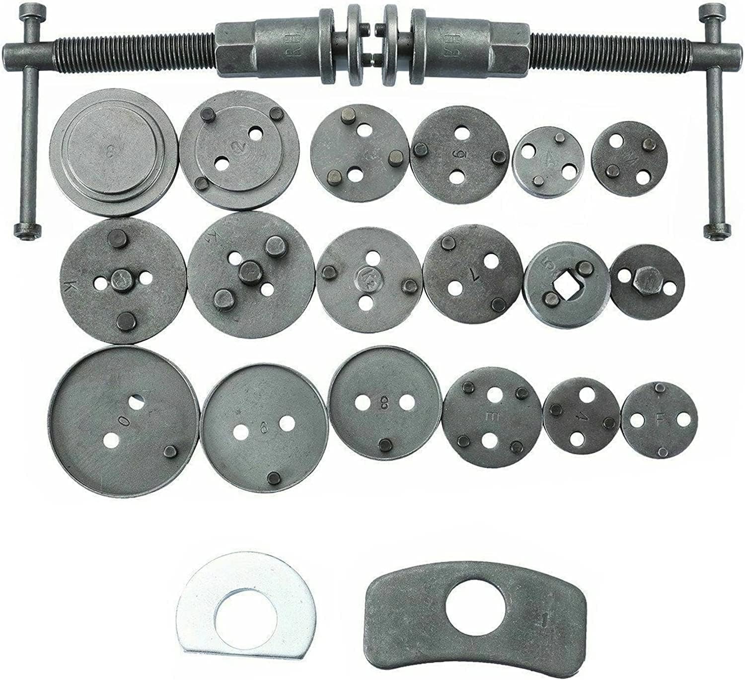VLAND 22 PCS Set di strumenti universali per il ritorno dei pistoni dei freni dell'auto, 18 adattatori + 2 viti di pressione + 2 piastre di ritenzione