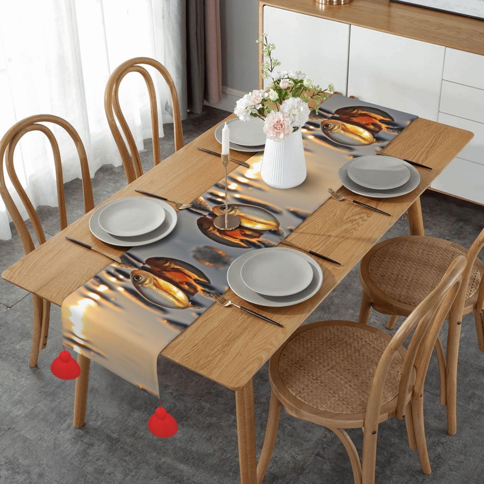 Chemin de table leurre de pêche idéal pour protéger le bois d'une table de cartes pendant le jeu