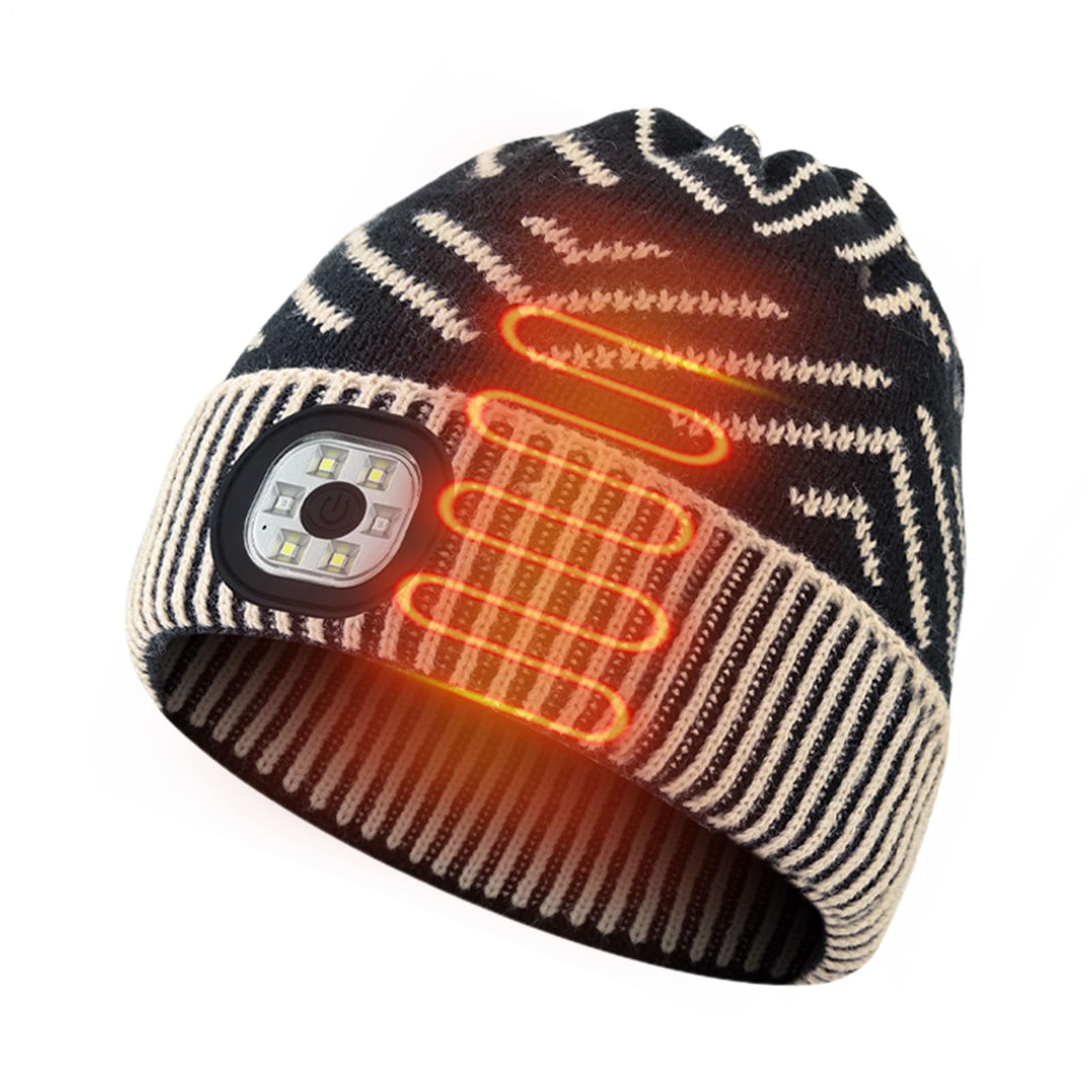LED Beanie Hat – Rechargeable Flashlight Beanie, Headlamp Cap | 3 Brightness Modes Soft Knit Winter Hat, USB Panel Cozy Lighted Beanie with LED Light for Hiking, Night Walks Outdoor Work Stocking