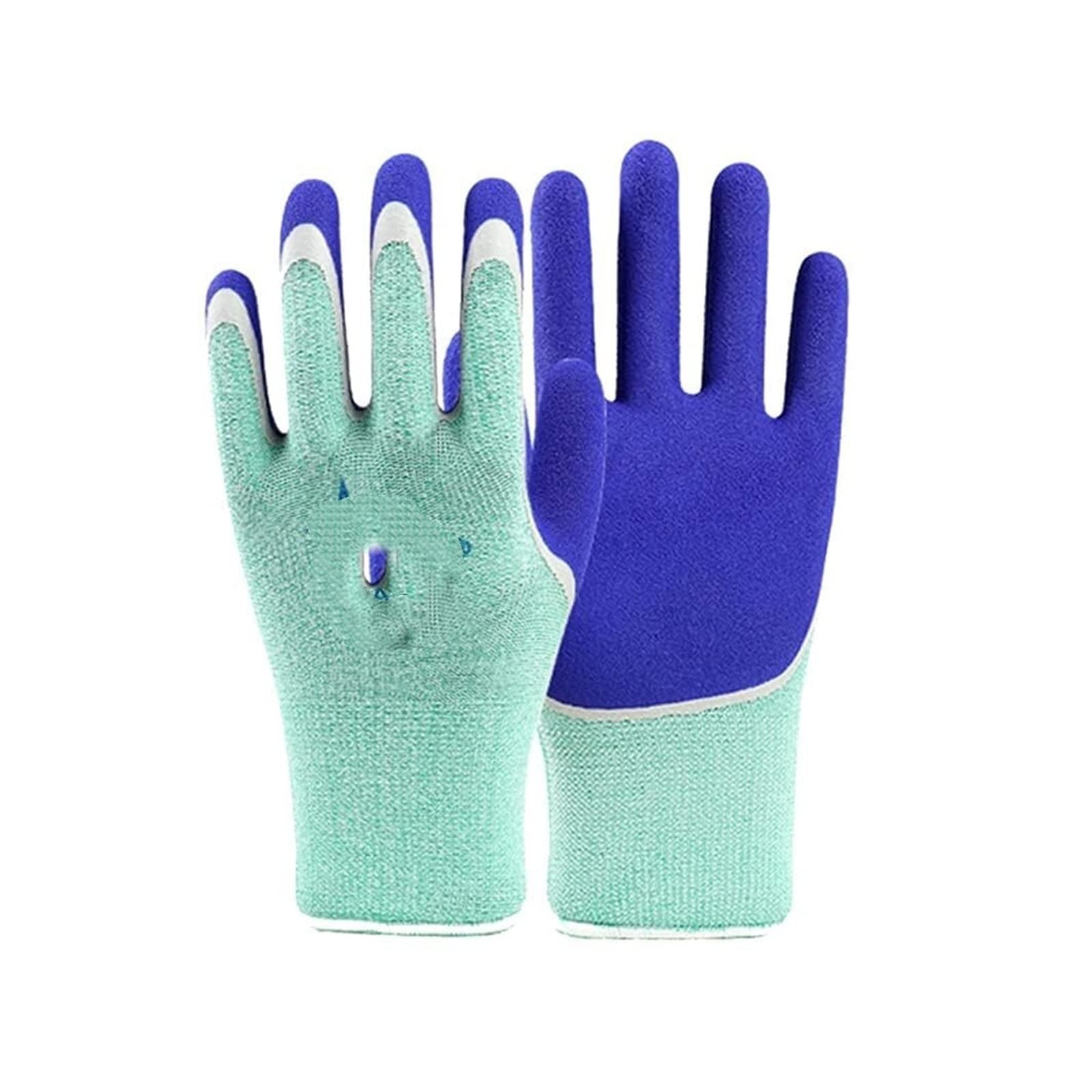 Guanti da lavoro, guanti giardino, giardinaggio anti-spine, in nylon, palmo anti-taglio, 12 paia di, rivestimento in lattice, antiscivolo, comodi e traspiranti, resistenti all'usura