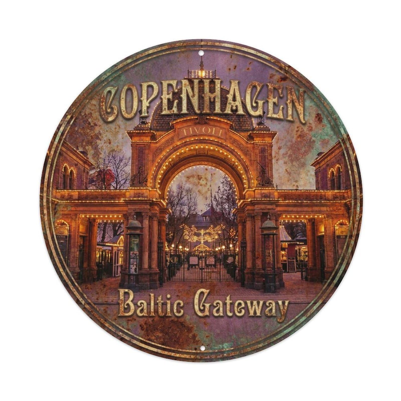 Vintage Travel Copenhagen Denmark Nostalgia Metal Tin Sign