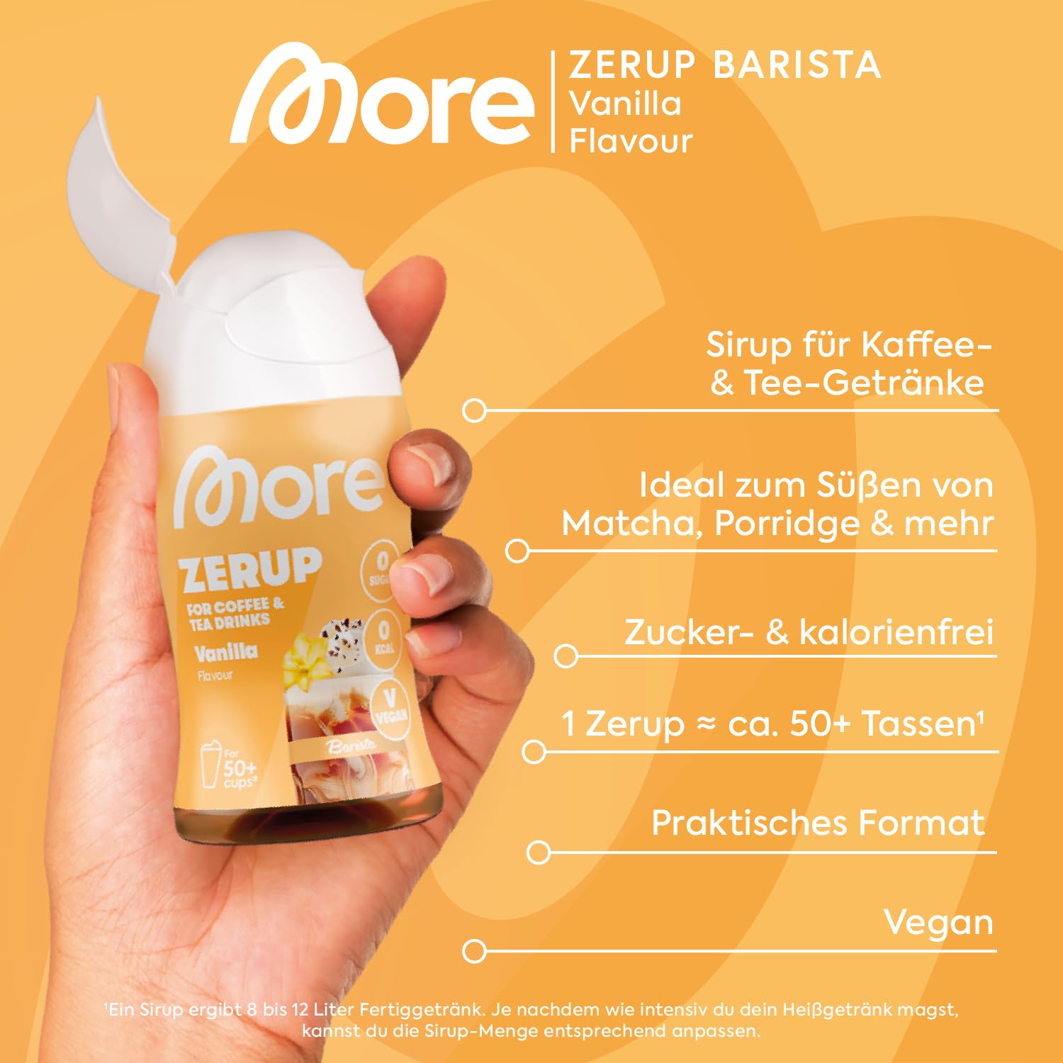 MORE Barista Zerup, Vanilla, 4 x 65 ml | für Kaffee, Tee und Heißgetränke, vegan, zero Kalorien, made in Germany