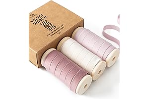 Blush Pink Velvet Ribbon Spool Set for Delicate Decorations and Crafts