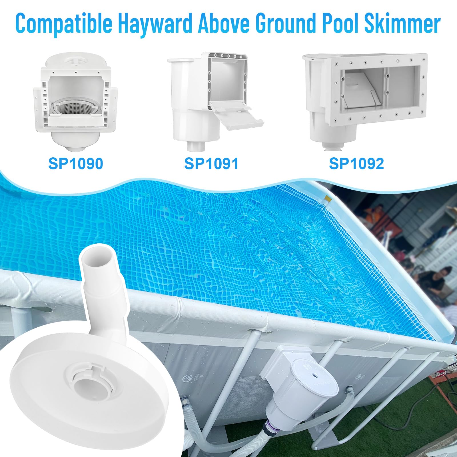 GDW Placa de vacío para skimmer de piscina compatible con Hayward SP1090, SP1091, SP1092 - Skim Vac 1 1/4 pulgadas y 1 1/2 pulgadas combo adaptador de codo de manguera - Reemplazo exacto Hayward SP11041