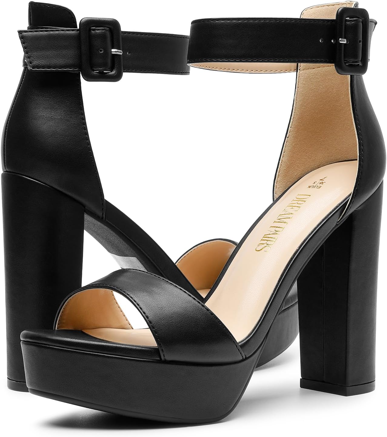 DREAM PAIRS Women's Platform Heel Sandals, Open Toe Ankle Strap Heel Fashion Wedding Party Dress Sandals Shoes - Image 5
