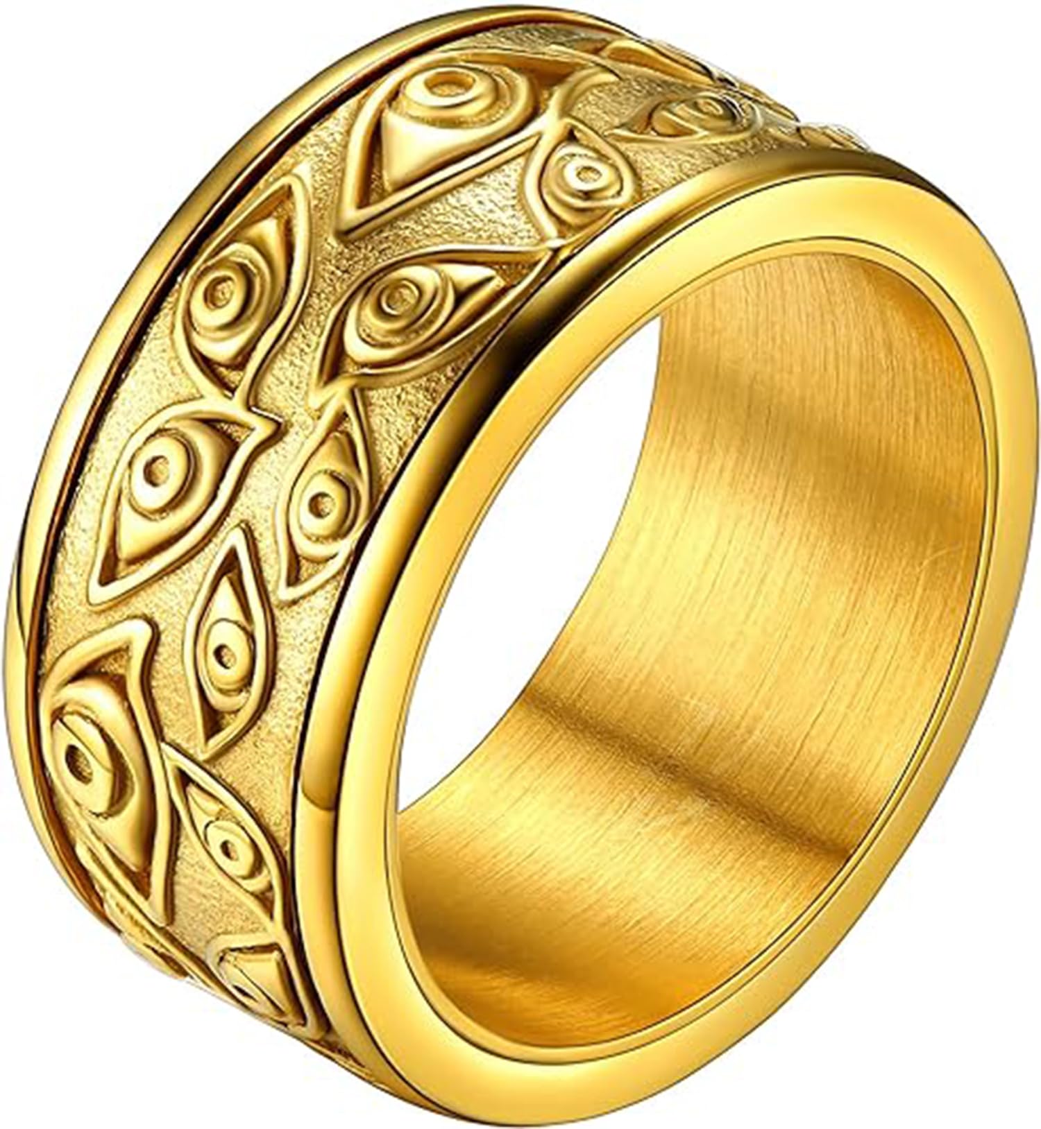 ExceforeEye of God Ring for Men Women, Stainless Steel/18K Gold Plated Spinner Band Rings Personalized Custom, Evil Eye Rings for Women Lucky Statement Ring Eye of God Rings For Men Engagement
