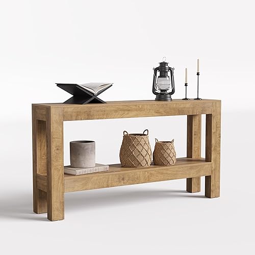 Miniatura 8 de LITTLE TREE Mesa de entrada de madera de 63 pulgadas, mesa consola larga y estrecha para sala de estar, pasillo, sofá, entrada, vestíbulo, detrás