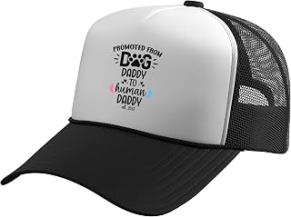 Promoted from Dog Daddy to Human Daddy est 2026 Human Dad Trucker Hat with Adjustable Mesh Back