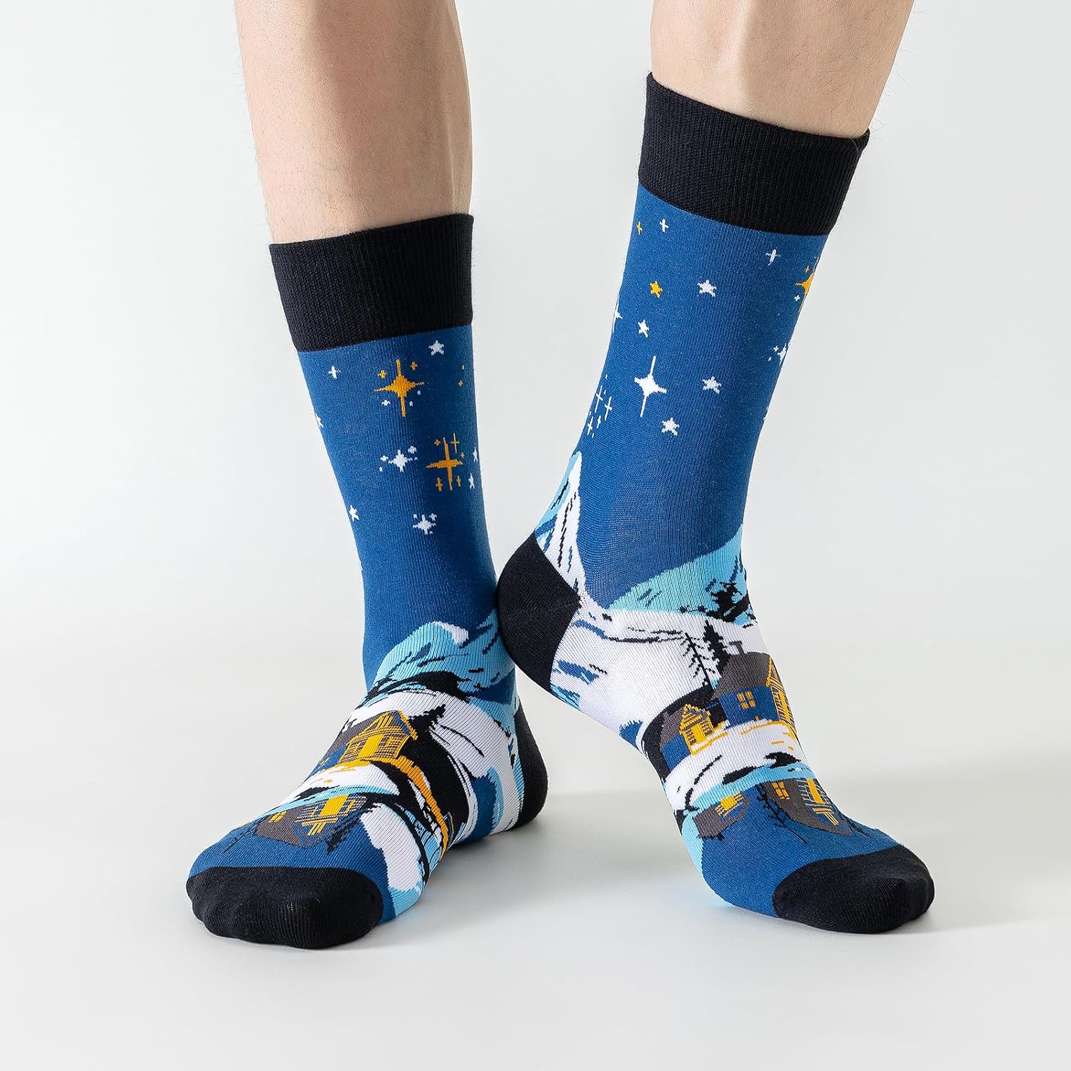 6 Pairs Men's Funny Novelty Crew Socks,Pattern Crazy Cool funky Socks Cotton Socks for Christmas Gifts